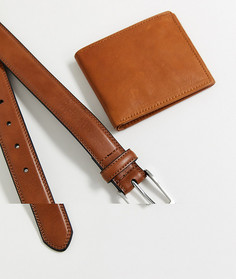 Набор из коричневого кожаного ремня и бумажника Topman-Коричневый