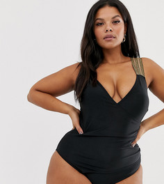 Слитный купальник с запахом и бретелями металлик ASOS DESIGN curve-Мульти