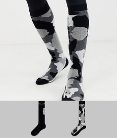 Набор из 2 пар лыжных носков черного цвета и с камуфляжным принтом ASOS 4505-Мульти