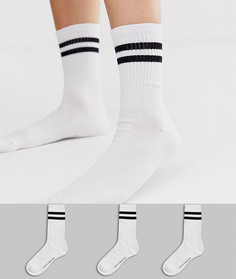 3 пары белых носков с полосками French Connection-Белый