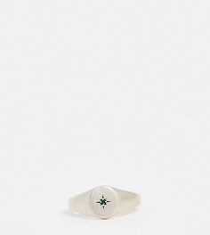 Серебряное кольцо-печатка с зеленым камнем Serge DeNimes-Серебряный