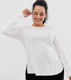 Белый лонгслив с добавлением льна ASOS DESIGN Curve
