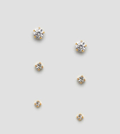 Эксклюзивный набор серебряных позолоченных сережек-гвоздиков с камнями Kingsley Ryan-Золотой