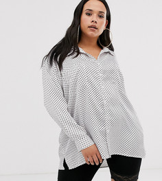 Эксклюзивная атласная oversize-рубашка в горошек Missguided Plus-Мульти