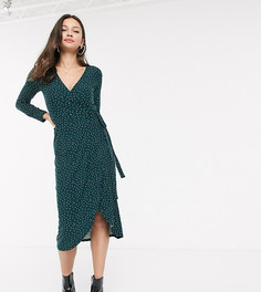 Зеленое платье в горошек с запахом New Look-Зеленый