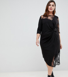 Платье миди с кружевом ASOS DESIGN Curve-Черный