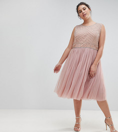 Декорированное платье с юбкой из тюля Lovedrobe Luxe-Розовый