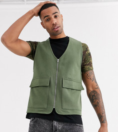 Трикотажный жилет хаки в стиле милитари ASOS DESIGN Tall-Зеленый