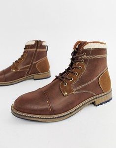 Светло-коричневые ботинки из искусственной кожи с меховой отделкой River Island-Светло-коричневый