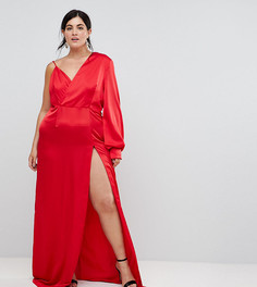 Платье макси на одно плечо с высоким разрезом TTYA BLACK Plus-Красный Taller Than Your Average
