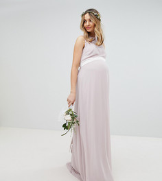 Платье макси с бантом на спине TFNC Maternity wedding-Коричневый