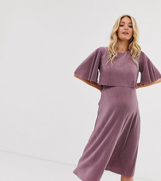 Платье миди для кормления с плиссированным кроп-топом ASOS DESIGN Maternity-Розовый