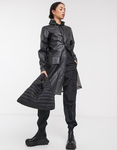 Черное пальто с капюшоном Rains-Черный