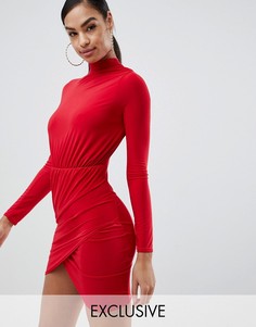 Красное плиссированное платье мини с перекрученной отделкой эксклюзивно для Missguided-Красный