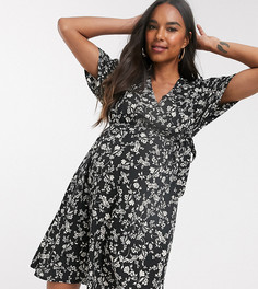 Черное платье с запахом и цветочным принтом New Look Maternity-Черный