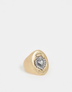 Массивное золотистое кольцо-печатка Sacred Hawk-Золотой