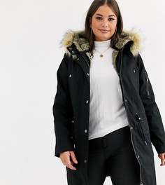 Парка со съемной подкладкой из искусственного меха ASOS DESIGN Curve-Черный