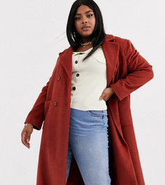 Длинное двубортное пальто с добавлением шерсти Helene Berman Plus-Красный