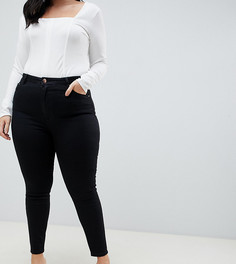 Черные облегающие джинсы с завышенной талией ASOS DESIGN Curve - Ridley-Черный