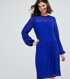 Свободное фактурное синее платье миди Y.A.S Tall-Синий