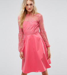 Розовое платье мини с пышными рукавами Y.A.S Tall-Оранжевый
