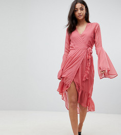 Платье мини с запахом и расклешенными рукавами Vero Moda Tall-Розовый