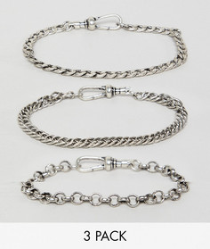 Набор серебристых браслетов-цепочек Reclaimed Vintage inspired эксклюзивно для ASOS-Серебряный