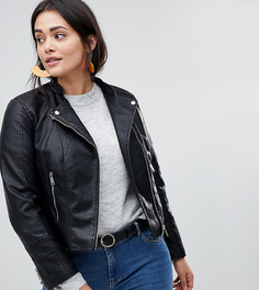 Байкерская куртка из искусственной кожи Vero Moda Curve-Черный цвет