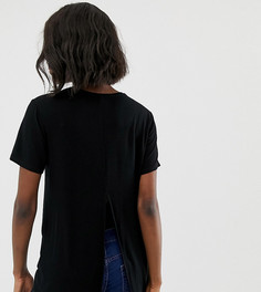 Черная футболка с разрезом сзади ASOS DESIGN-Черный