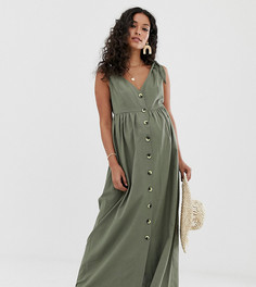 Свободное платье макси с пуговицами ASOS DESIGN Maternity-Зеленый