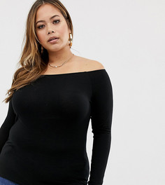 Черный лонгслив с открытыми плечами ASOS DESIGN Curve