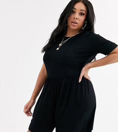 Трикотажный чайный ромпер ASOS DESIGN Curve-Черный