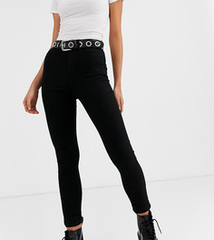 Черные зауженные джинсы с завышенной талией Noisy May Tall Callie-Черный цвет
