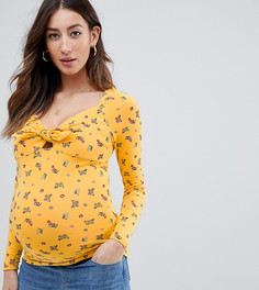 Топ с длинными рукавами, завязкой и цветочным принтом ASOS DESIGN Maternity-Мульти