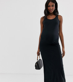 Трикотажное платье макси из органического хлопка Mamalicious maternity-Черный Mama.Licious