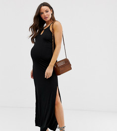 Черное плиссированное платье макси New Look Maternity-Черный