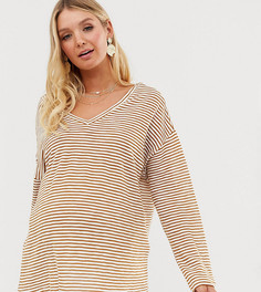 Oversize-футболка в полоску с V-образными вырезами ASOS DESIGN Maternity-Фиолетовый