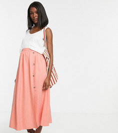Льняная юбка макси на пуговицах ASOS DESIGN Maternity-Оранжевый