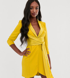 Короткое платье-смокинг с поясом ASOS DESIGN Tall-Желтый