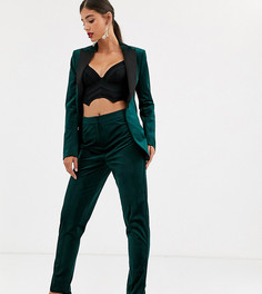 Узкие бархатные брюки под смокинг ASOS DESIGN Tall-Зеленый цвет