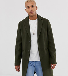 Полушерстяное пальто цвета хаки ASOS DESIGN Tall-Зеленый