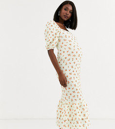 Платье макси с ярусными оборками ASOS DESIGN Maternity-Мульти