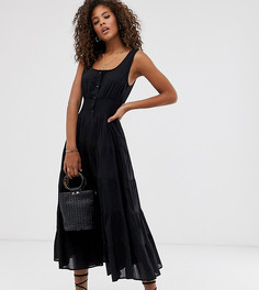 Платье миди на пуговицах с эластичным поясом Y.A.S Tall-Черный