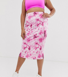 Облегающая юбка миди с принтом тай-дай New Girl Order Curve-Розовый