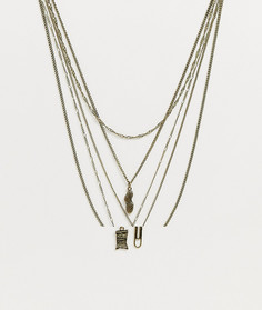 Ярусное ожерелье с подвеской в стиле 90-х Reclaimed Vintage inspired эксклюзивно для ASOS-Золотой
