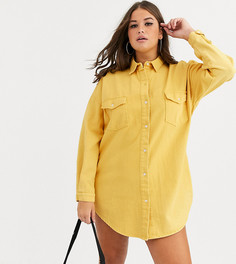 Желтое джинсовое платье-рубашка Missguided Plus-Желтый