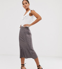 Серая юбка миди с леопардовым принтом Outrageous Fortune Tall-Серый