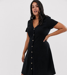 Чайное платье мини с пуговицами Vero Moda Curve-Черный