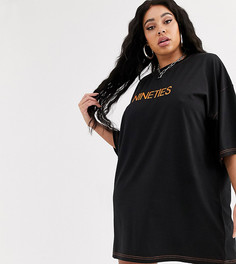 Платье-футболка в стиле oversize с вышивкой Public Desire Curve-Черный