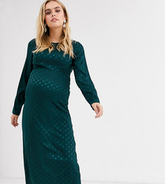 Платье миди с длинными рукавами Fashion Union Maternity-Зеленый